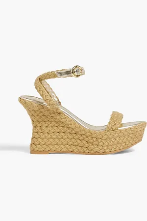 Stuart Weitzman Brada Espadrille-Wedges aus Jute mit Metallic-Effekt - Neutral - EU 38