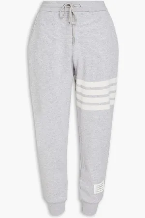 Thom Browne Gestreifte Track Pants aus einer Kaschmir-Wollmischung in Waffelstrick - Grau - IT 40