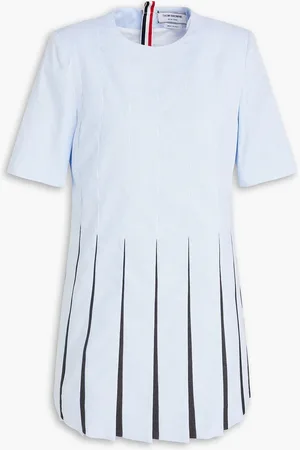 Thom Browne Minikleid aus Baumwolle und Woll-Twill mit Streifen und Falten - Blau - IT 38
