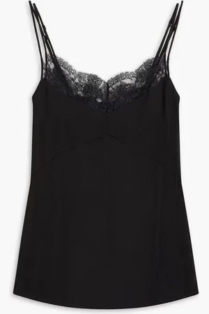 tibi Top aus Twill mit Spitzenbesatz - - US 8