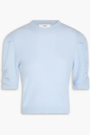 Frame Geraffter Kaschmirpullover - Blau - L
