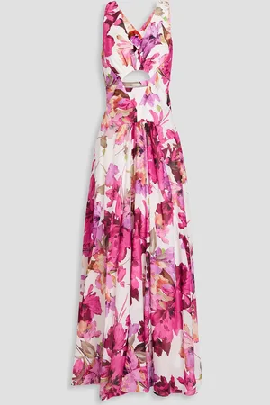 Nicholas Maxikleid aus Musselin aus einer Baumwoll-Seidenmischung mit floralem Print - - US 2