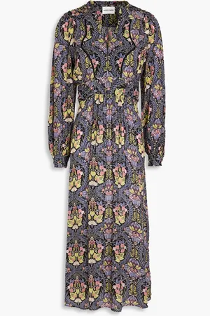 Antik Batik Eros Midikleid aus Crêpe de Chine mit floralem Print - - FR 38