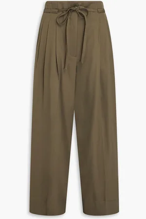3.1 Phillip Lim Hose mit weitem Bein aus Woll-Twill - Grün - US 0
