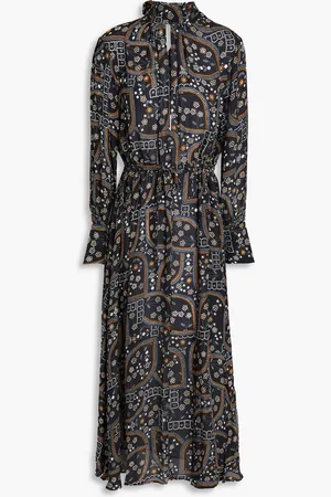 Antik Batik Elie Midikleid aus Crêpe de Chine mit floralem Print und Cut-outs - - FR 36