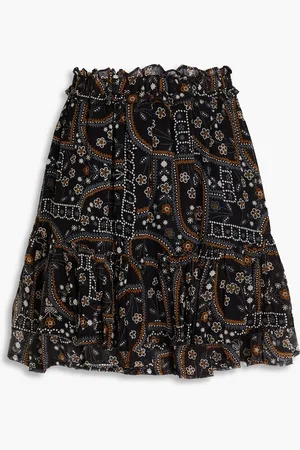 Antik Batik Elie Minirock aus Krepon mit floralem Print und Rüschen - - FR 38