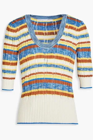 VERONICA BEARD Chantal gestreifter Pullover aus einer Baumwollmischung in Pointelle-Strick - - M