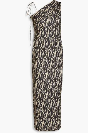 Nanushka Midikleid aus Jersey mit Leopardenprint und asymmetrischer Schulterpartie - - M