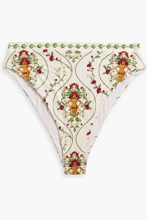 Agua by Agua Bendita Gualanday Remedios hoch sitzendes Bikini-Höschen mit Print und Stickereien - Neutral - XL