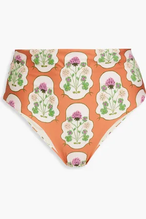 Agua by Agua Bendita Magenta Trebol halbhohes Bikini-Höschen mit floralem Print - Braun - M