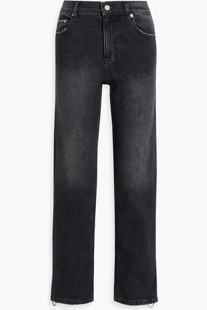 ALICE+OLIVIA Alice Olivia - Gayle tief sitzende Jeans mit geradem Bein und Kristallverzierung - Grau - 30