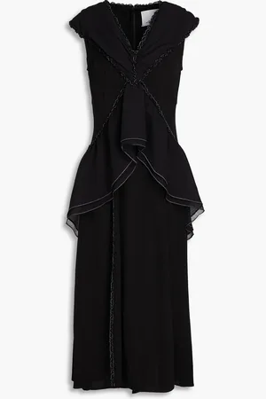 3.1 Phillip Lim Midikleid aus Krepon mit Kontrastnähten und Rüschen - - US 0