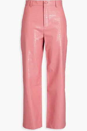 ALICE+OLIVIA Alice Olivia - Trent Hose mit geradem Bein aus Kunstleder mit Krokodileffekt - Pink - US 2