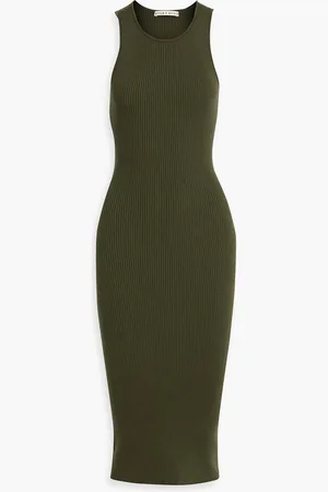 ALICE+OLIVIA Alice Olivia - Wright ribbed wool-blend midi dress - Grün - L
