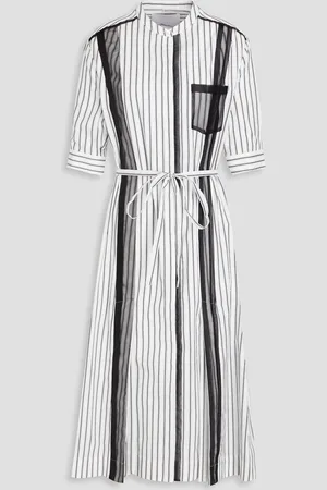 3.1 Phillip Lim Belted striped cotton-poplin midi shirt dress - - US 10