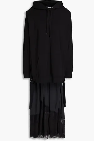 3.1 Phillip Lim Lace-trimmed satin and French cotton-terry midi dress - - XS