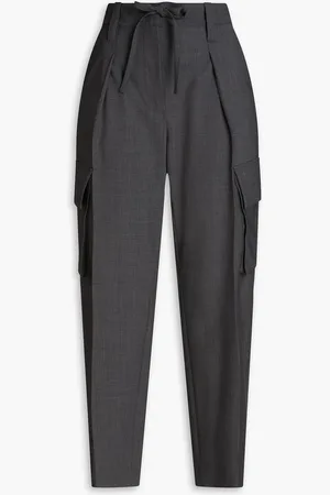 Brunello Cucinelli Cargohose aus Crêpe aus einer Wollmischung mit Falten - Grau - IT 44