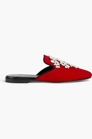 Giuseppe Zanotti Letizia Slippers aus Samt mit Kristallverzierung - - EU 37