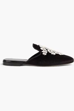 Giuseppe Zanotti Letizia Slippers aus Samt mit Kristallverzierung - - EU 38