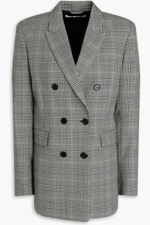 Another Tomorrow Doppelreihiger Blazer aus einer Wollmischung mit Glencheck-Muster - - IT 40