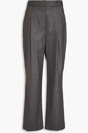 Loulou Studio Solo Hose mit weitem Bein aus Twill aus einer Wollmischung - - XS