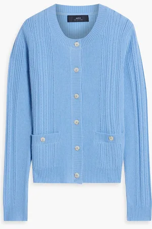 Arch4 Sunningdale Cardigan aus geripptem Kaschmir in Pointelle-Strick - Blau - L