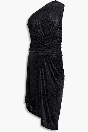 IRO Midikleid aus Devoré-Samt mit Wickeleffekt und asymmetrischer Schulterpartie - - FR 42
