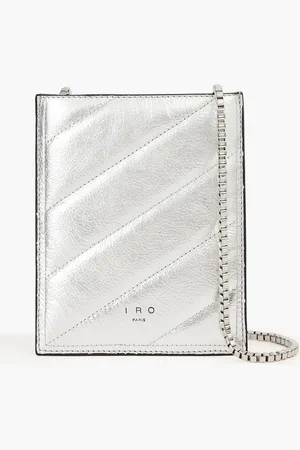 IRO Smartphone-Pochette aus gestepptem Narbenleder mit Metallic-Effekt - Metallic - OneSize