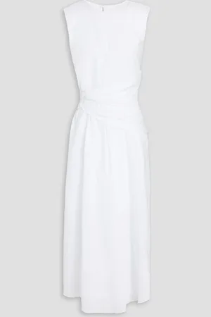 Frame Midikleid aus strukturierter Baumwolle mit Drapierung - - XS
