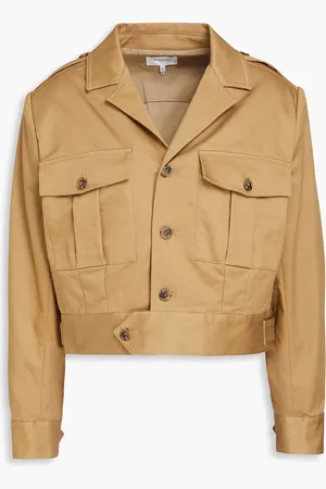 Frame Pleated cotton-blend twill jacket - Neutral - XS