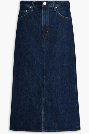 Goldsign Low Slung Midirock aus Denim - Blau - 26