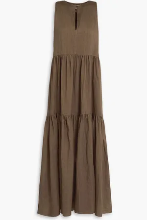 Frame Gestuftes Maxikleid aus Ramie - Neutral - XL