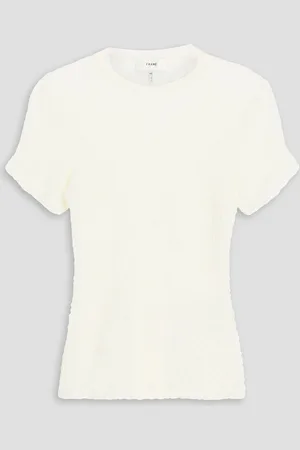 Frame T-Shirt aus Stretch-Spitze - Weiß - L