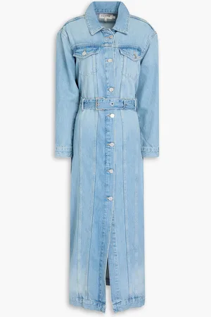 Frame Belted denim midi dress - Blau - XS