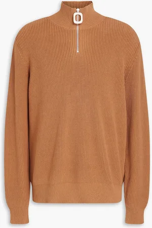 J.W.Anderson Pullover aus gerippter Baumwolle mit halblangem Reißverschluss - Braun - S