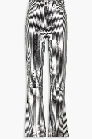 REMAIN Birger Christensen Hose mit geradem Bein aus Metallic-Leder mit Streifen - Metallic - DE 34