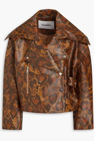 Nanushka Bikerjacke aus Kunstleder mit Schlangenprint - - S