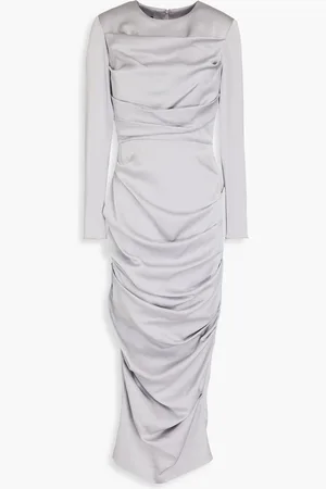 ALEX PERRY Drapiertes Midikleid aus Satin - Grau - UK 8