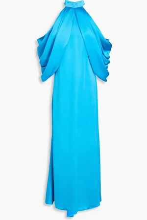 Badgley Mischka Drapierte Robe aus Satin - Blau - US 10