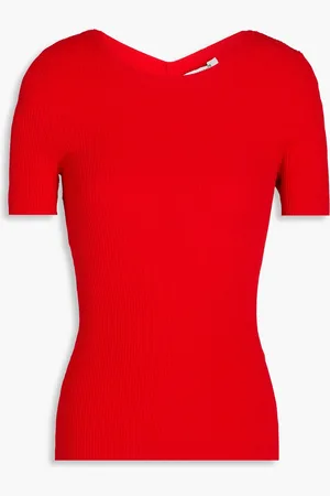 AUTUMN CASHMERE Oberteil aus Rippstrick mit Cut-outs - Rot - S