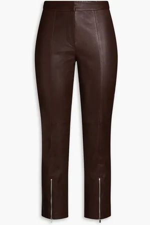 Derek Lam Cropped Hose mit schmalem Bein aus Leder - Braun - US 6