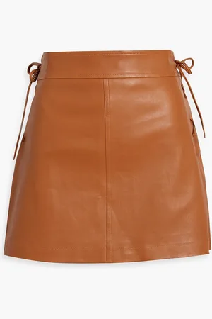Derek Lam Gina Minirock aus Leder mit Schnürung - Braun - US 8
