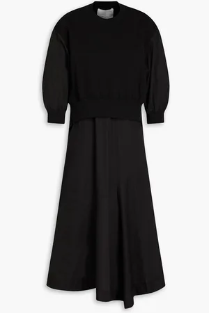 3.1 Phillip Lim Midikleid aus Baumwollfrottee mit Popeline-Einsatz - - XS
