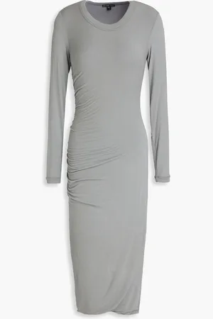 James Perse Gerafftes Midikleid aus Jersey - - 1