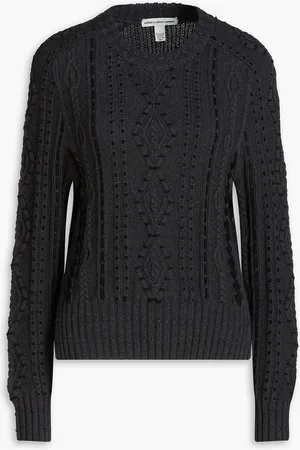 AUTUMN CASHMERE Zopfstrickpullover aus Baumwolle mit Stickereien - Grau - S