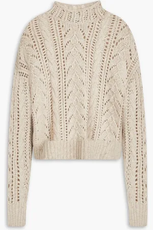AUTUMN CASHMERE Pullover aus Kaschmir mit Zopfstrickmuster - Weiß - L