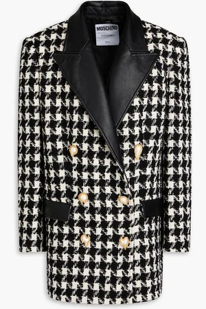Moschino Doppelreihiger Tweed-Blazer aus einer Wollmischung mit Hahnentrittmuster - - IT 42