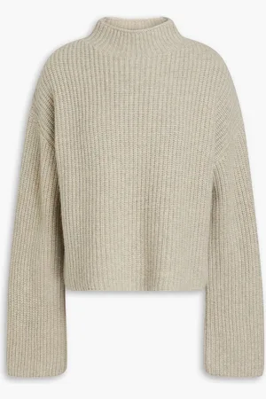 Loulou Studio Melierter Rollkragenpullover aus geripptem Kaschmir - Grau - XL