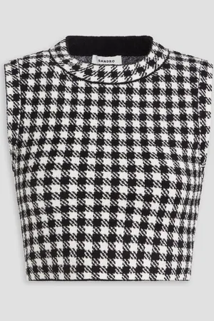 Sandro Cropped Oberteil aus Jacquard-Strick mit Gingham-Karo - - 3