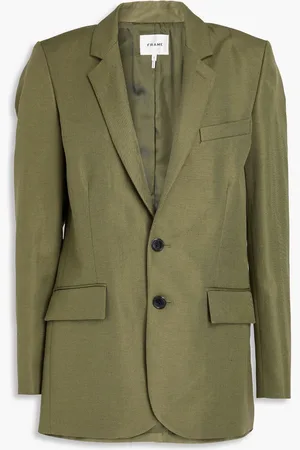 Frame Blazer aus Twill aus einer Baumwoll-Leinenmischung - Grün - US 0